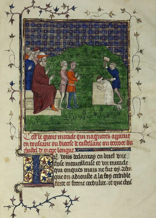 Another miraculous execution averted, told in the same codex — illumination from the Codice Rapondi